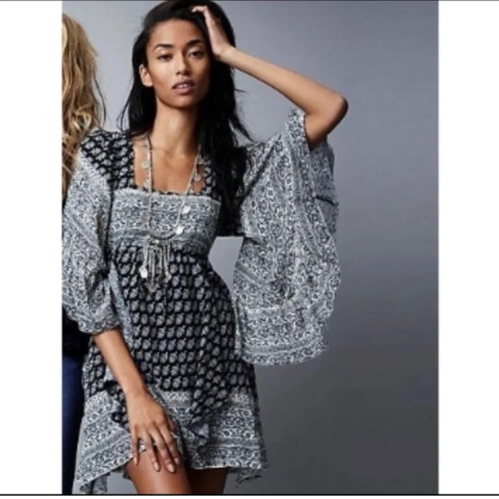 Free People Heart of Gold Mini Dress Bohemian Festival Boho Floral - Picture 2 of 15